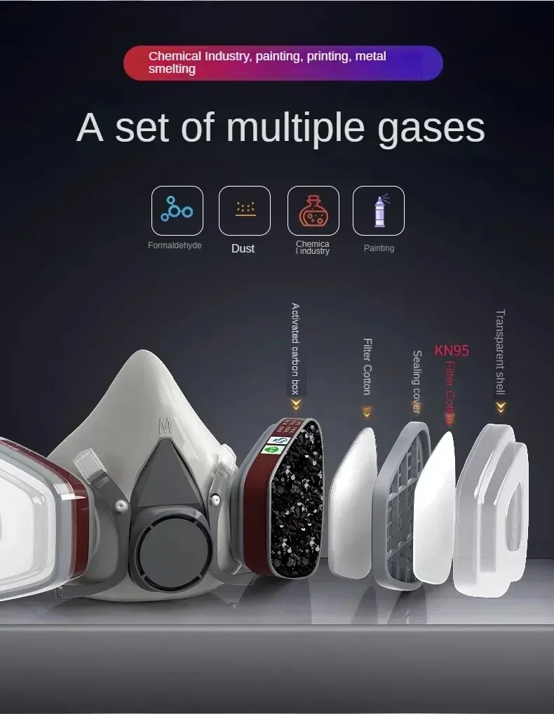 قناع تنفس نصفي قابل لإعادة الا - مراجعة Dust Mask Construction وسعره